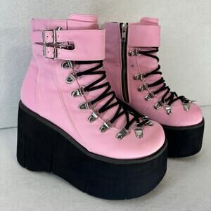 Demonia Kera 21 Platform Boots women size 8 Pink Vegan Leather Festival Rave